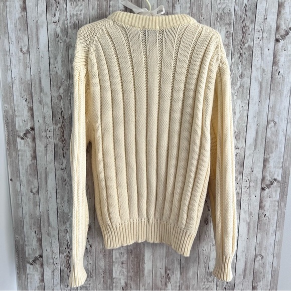 Vintage Cream Sears Men’s Sportswear Cable-Knit Sweater - Picture 2 of 6